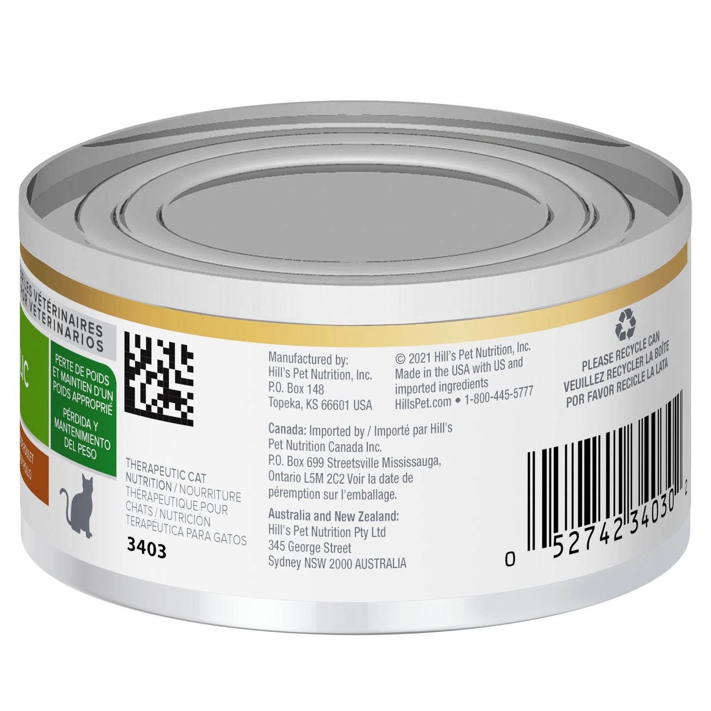 Hill's Prescription Diet Metabolic Lata Alimento Húmedo para Gatos Adultos Cuidado del Metabolismo 82gr