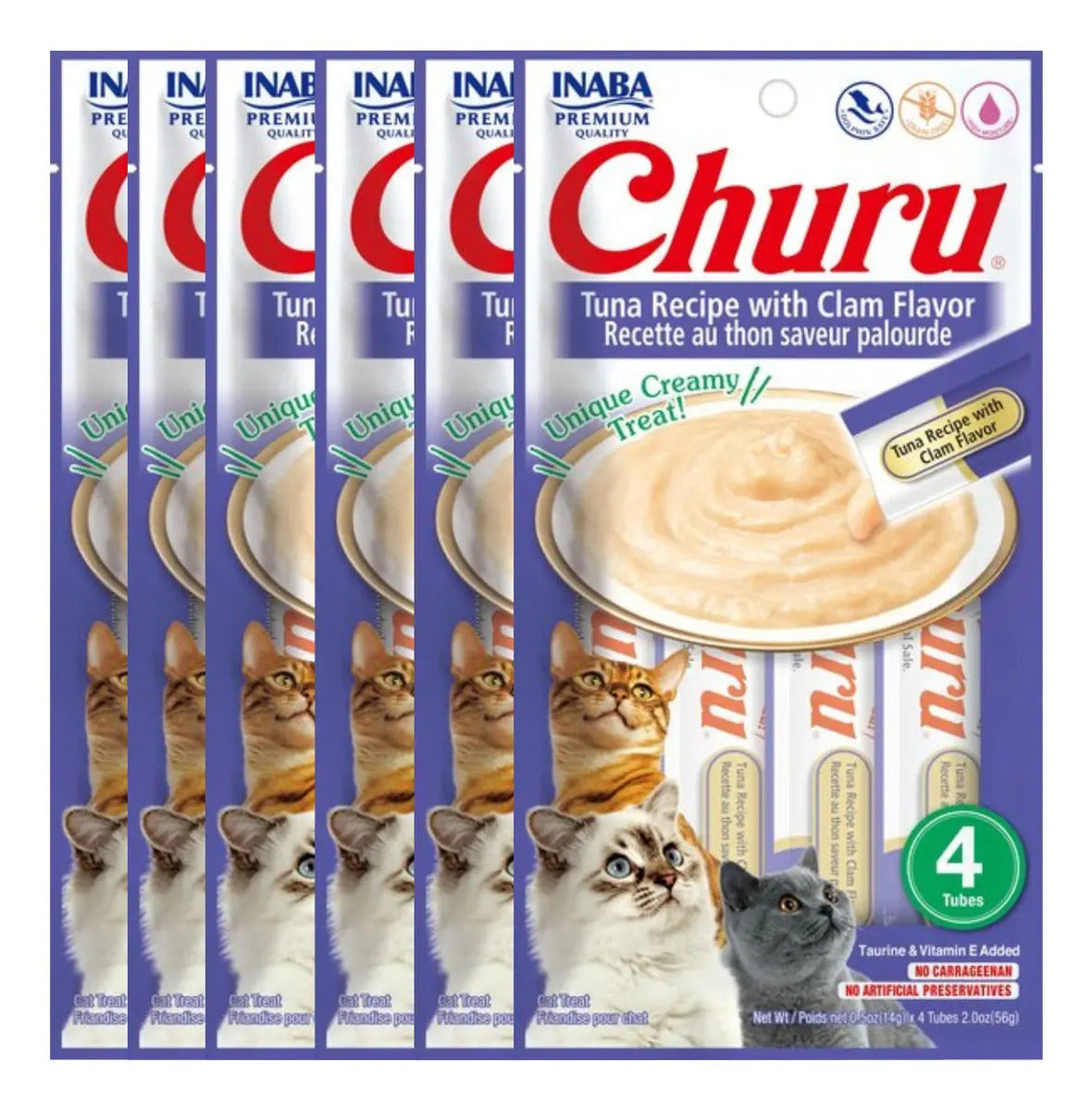 Churu Para Gato Snack Caja 6 Sobres Atún Con Almeja 4 Pz 14g