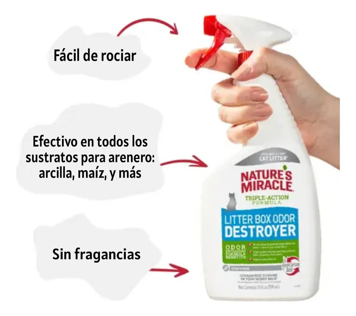 Natures Miracle Destructor Olores Para Arenero Gato 709ml