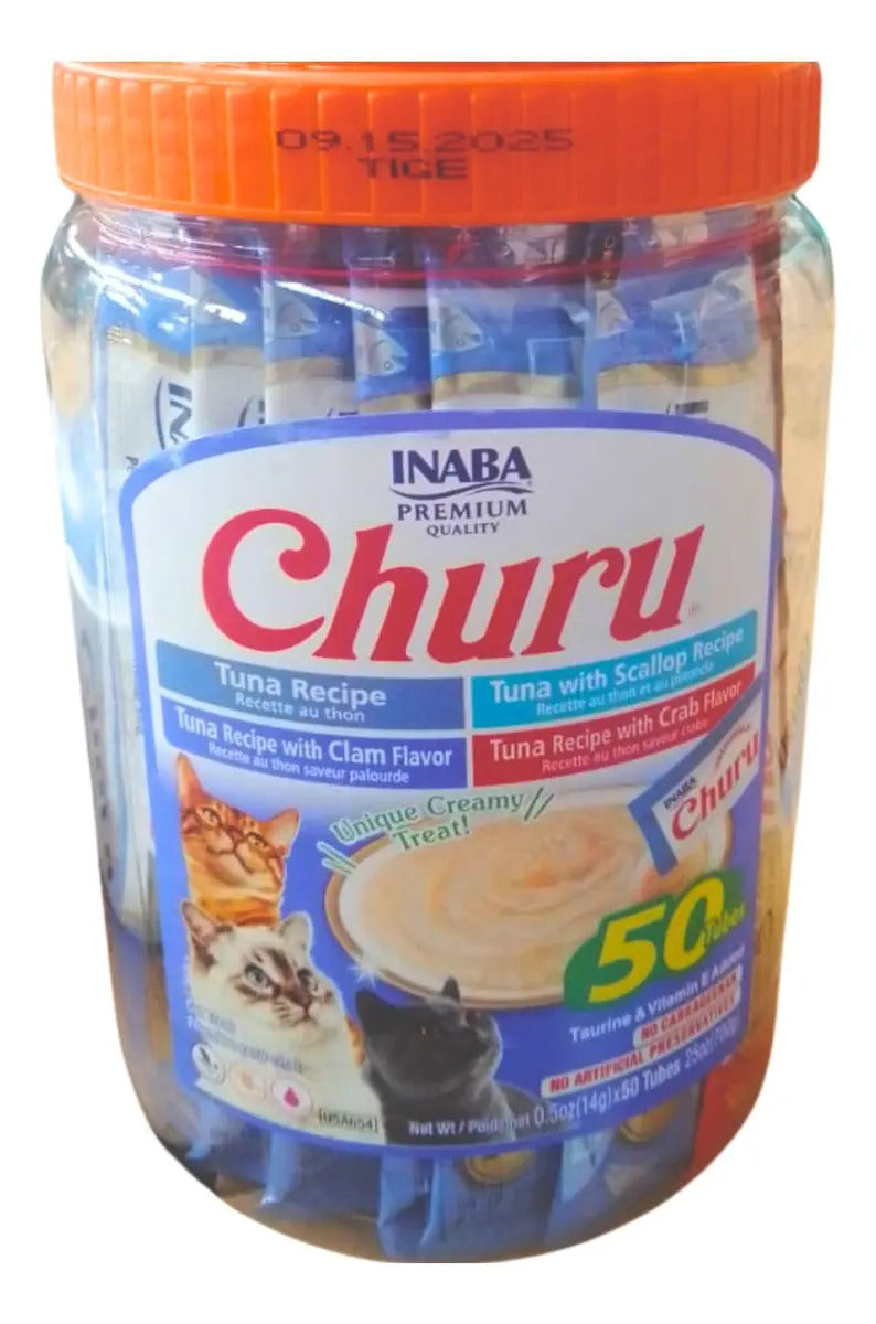 Churu 50 Premios Para Gato Tubitos 14g Mix Atún Variety Pack