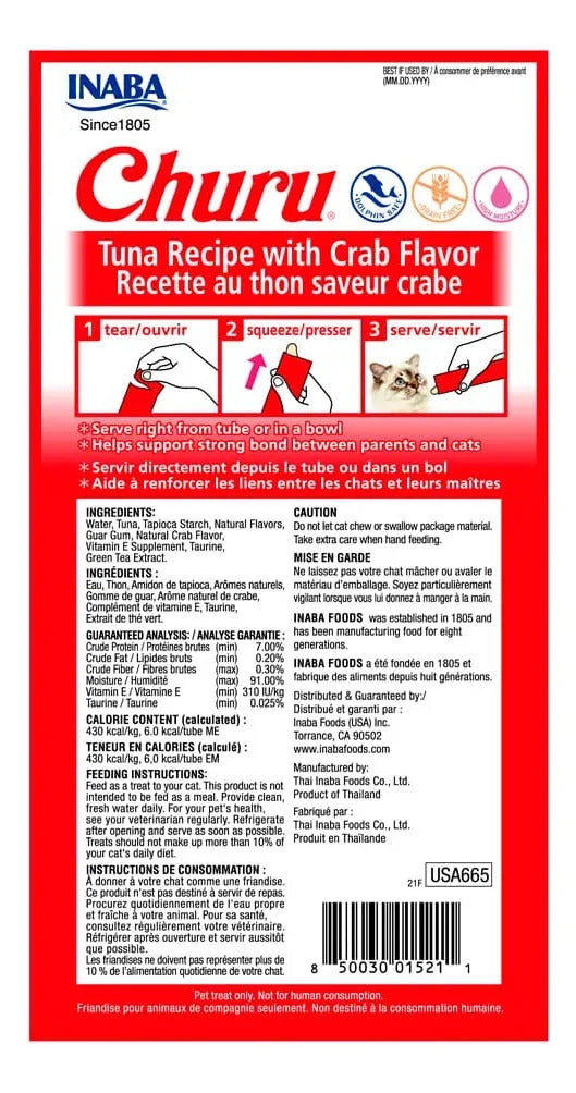 Premio Churu Para Gato Snack Atún Y Cangrejo Caja De 24 Pzas