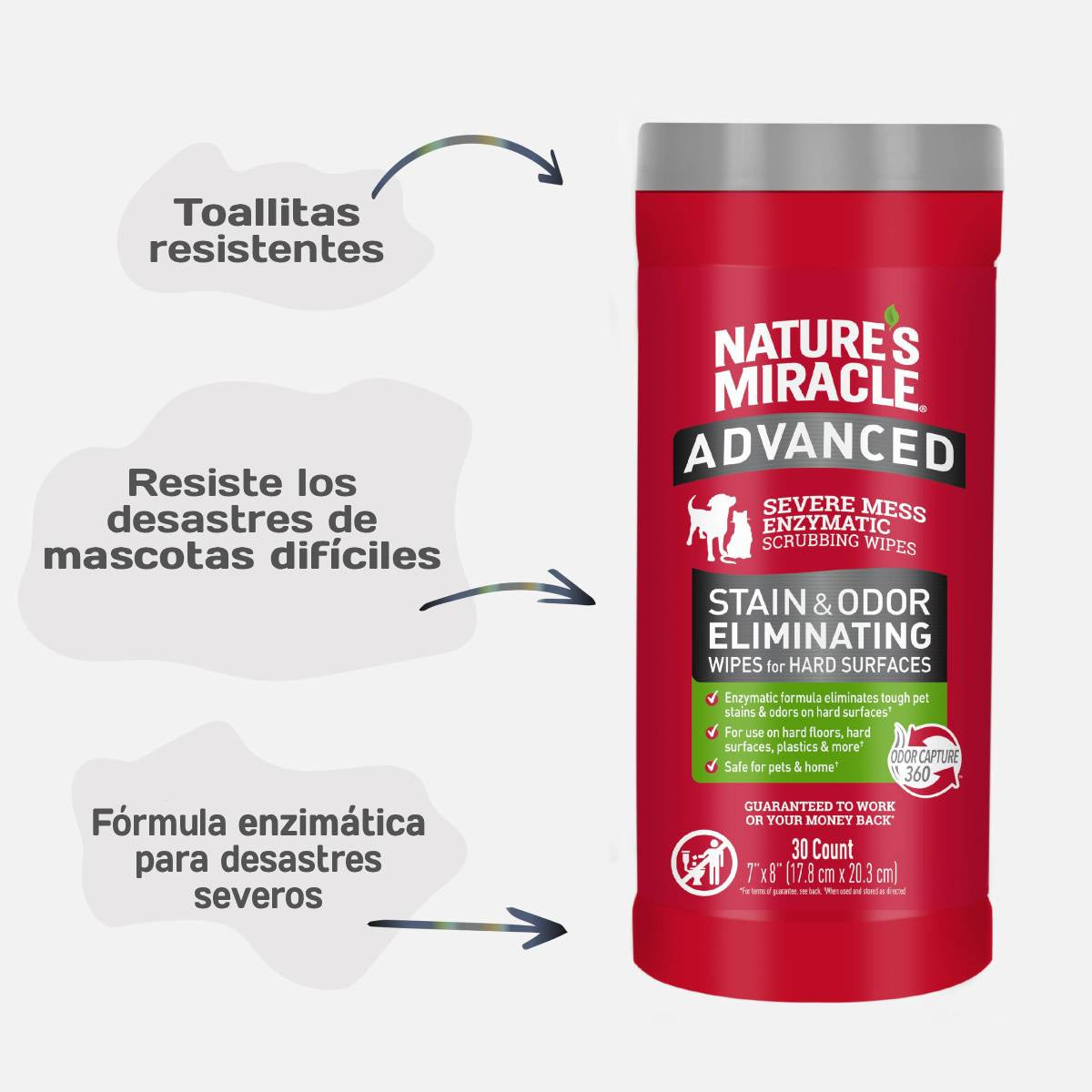 Toallitas Perro Manchas Olores 30 Pzas Natures Miracle