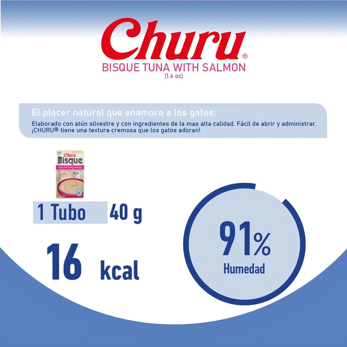 Churu Bisque Para Gato Sabor Atún Y Salmón Caja 6 Sobres 40g