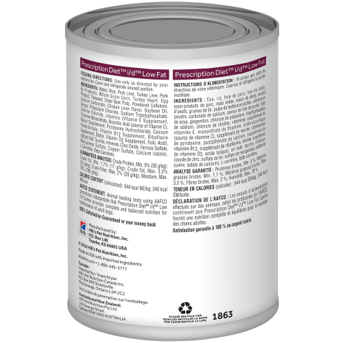Hills Science Diet Alimento Perro i/d Low Fat Lata 370 gr Baja Grasa Gastrointestinal id Low Fat