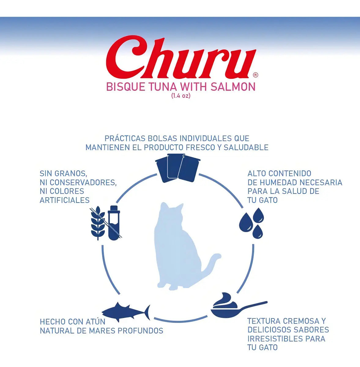 Churu Bisque Para Gato Sabor Atún Y Salmón Caja 6 Sobres 40g