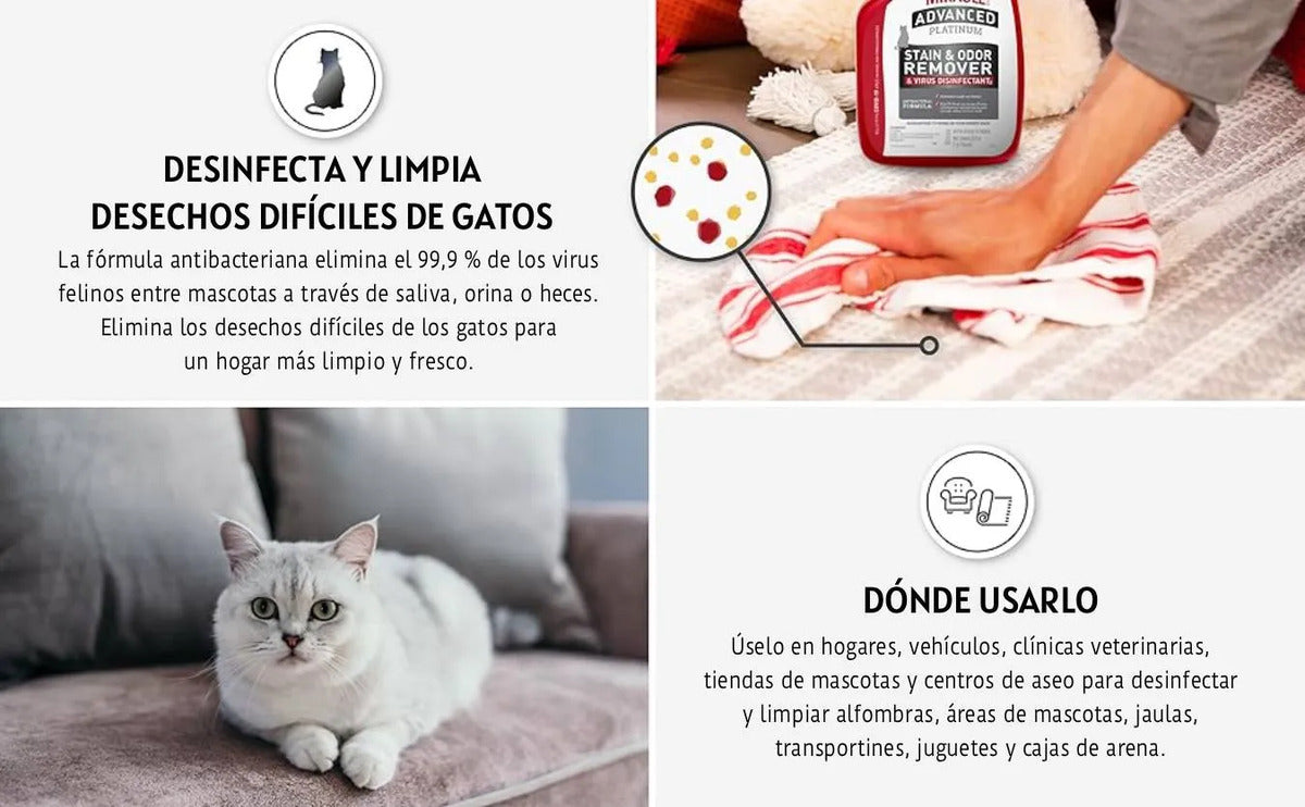 Natures Miracle Removedor Manchas Olores Desinfectante Gato
