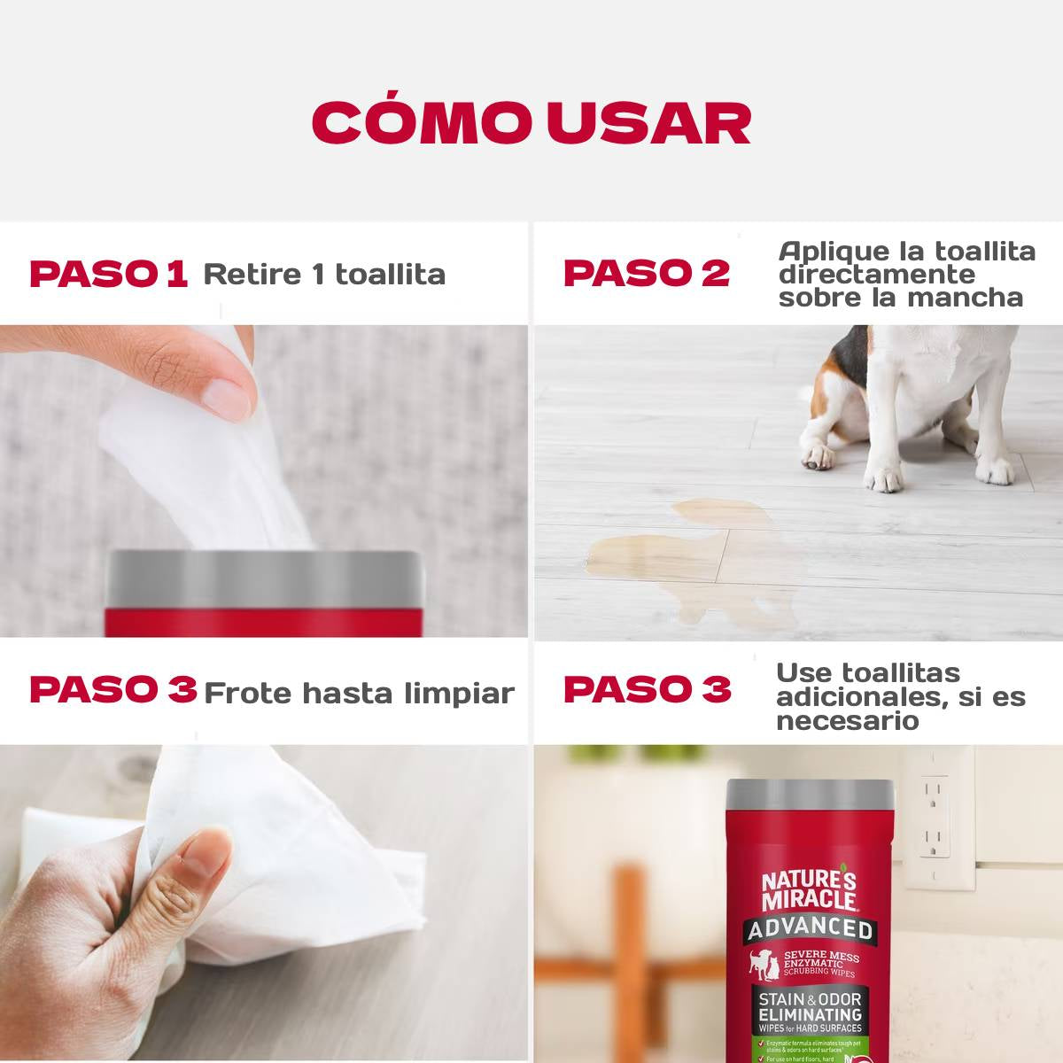 Toallitas Perro Manchas Olores 30 Pzas Natures Miracle