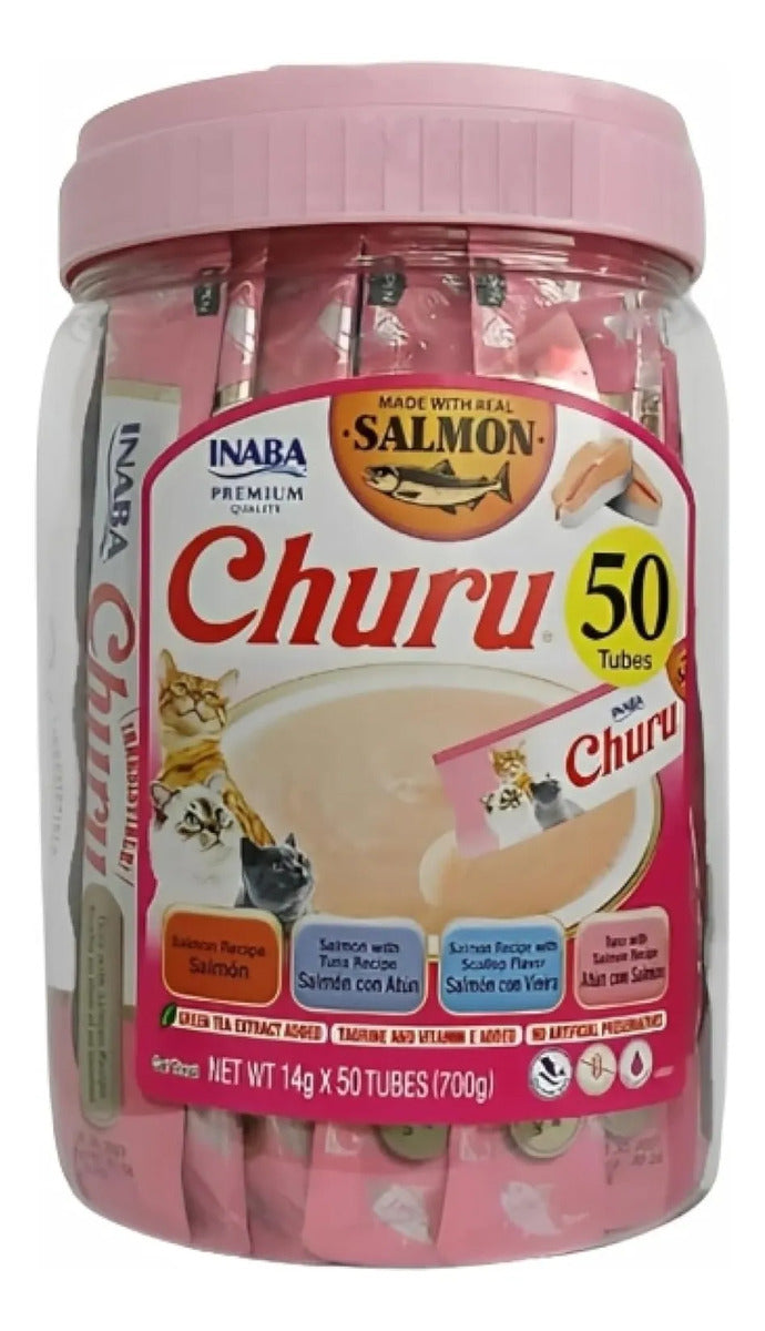 Churu 50 Premios Para Gato Tubitos 14g Mix Salmón Variety