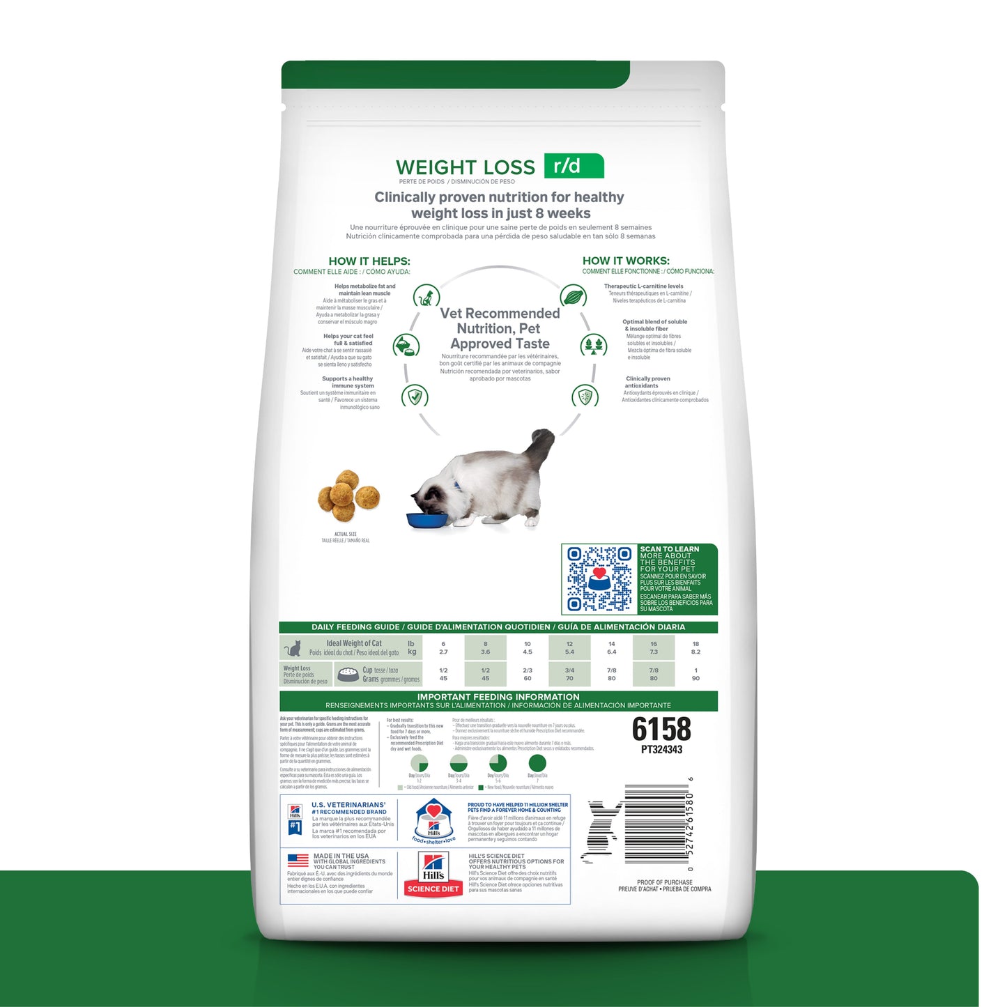 Hills Science Diet Alimento Gatos r/d 3.9 kg Sobrepeso Diabetes Croqueta Pienso RD