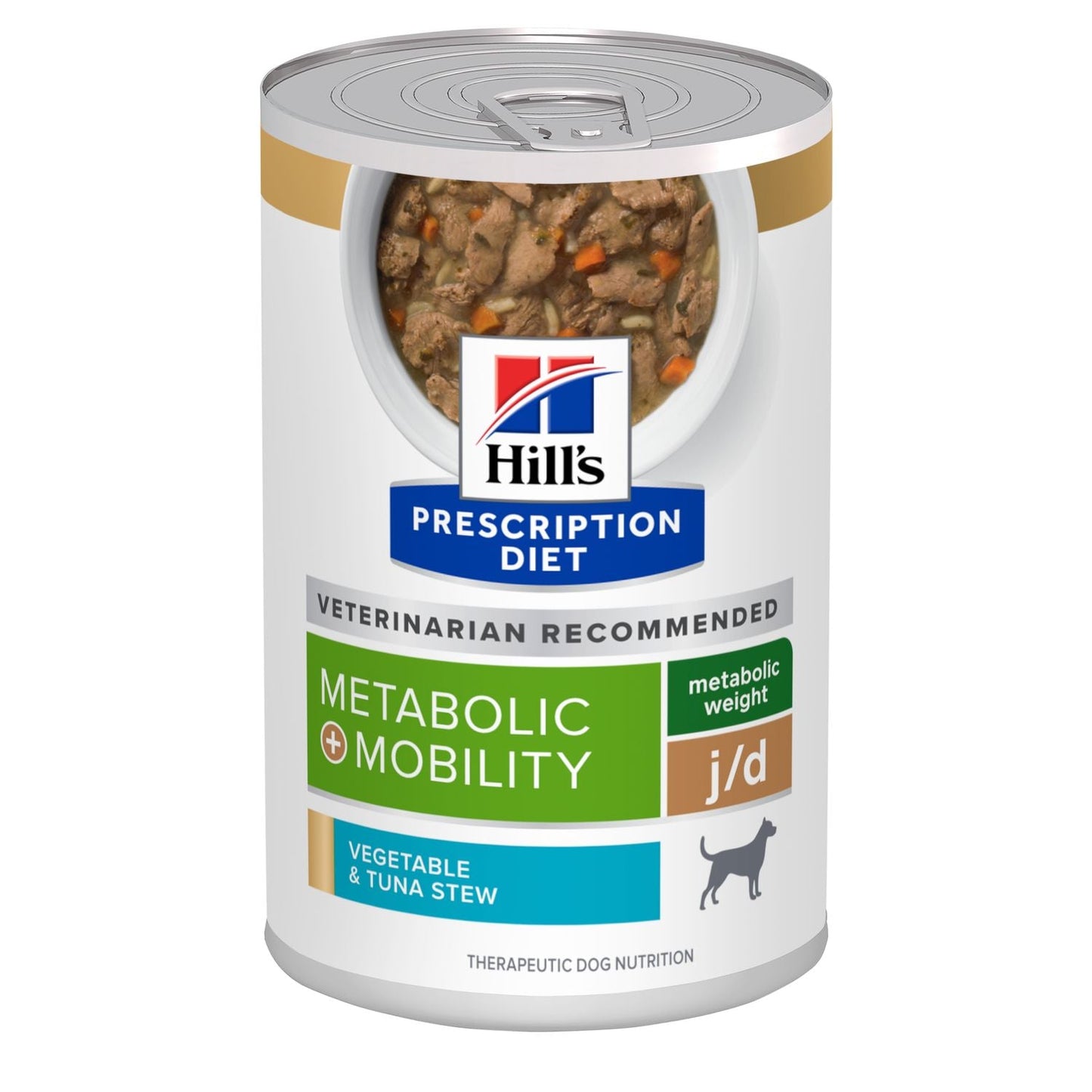 Hill's Prescription Diet Lata Metabolic + Mobility Alimento Húmedo para Perro Adulto Weight + Joint Care sabor atún & vegetales 354gr