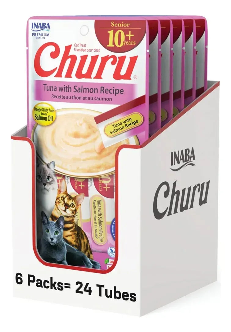 Premio Gato Inaba Churu Senior Atun Con Salmón 24 Tubos